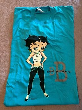 Betty Boop Teal Graphic Tee with Black & Cream Print
